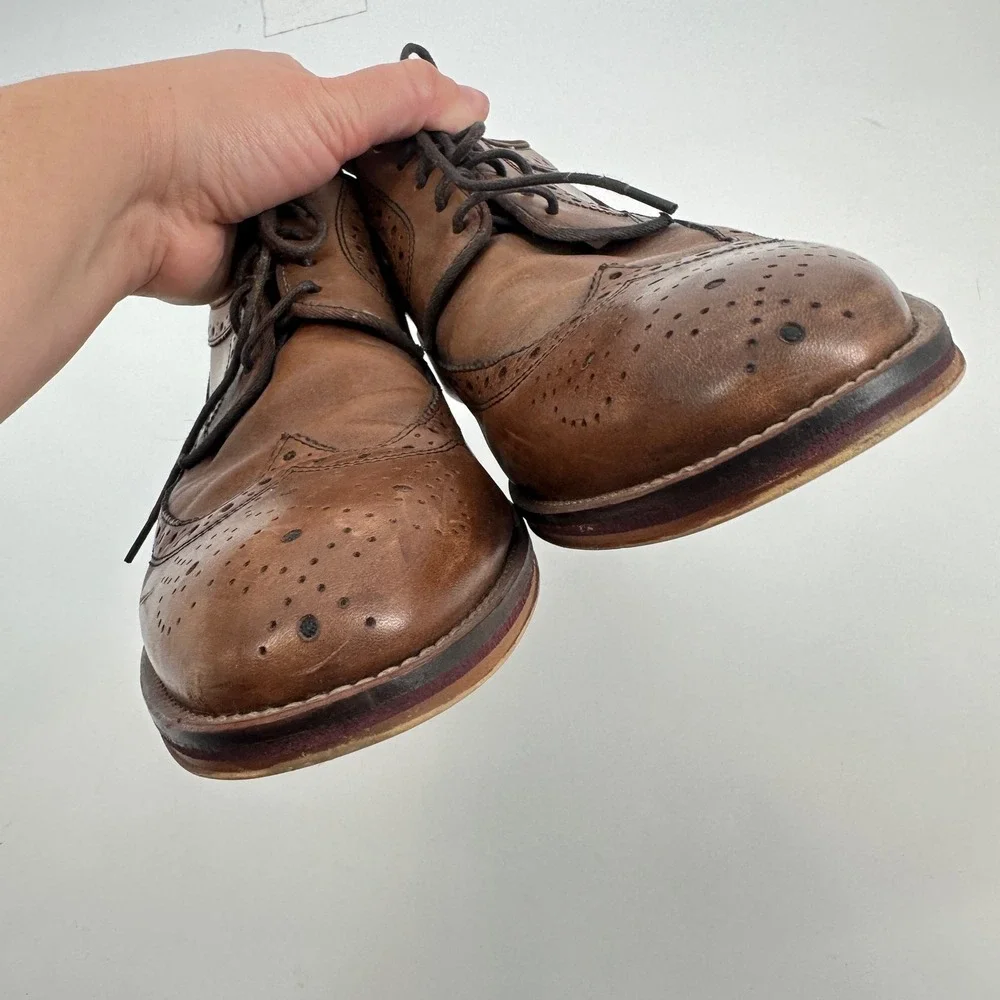 Johnston & Murphy Wingtip Oxford Shoes Brown Leather Men's 11.5M Lace‎ Up Brogue